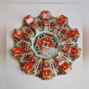 Prepara Ten Taco Carousel Melamine Colorful Mexican Mosaic 12" Serving Tray